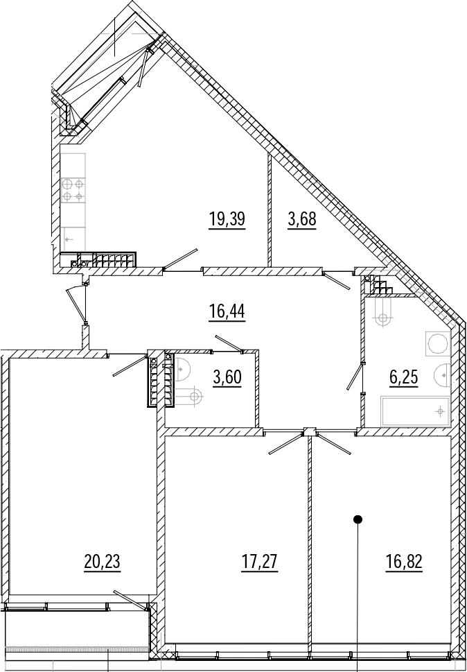 3-комнатная квартира 105.38 м², 8/9 эт., ЖК «Мануфактура James Beck»